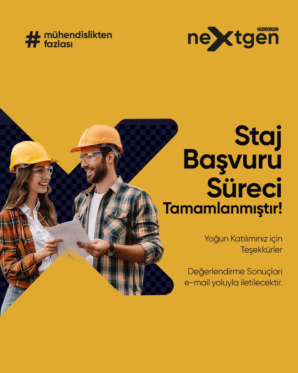 Staj başvuru sürecimiz tamamlanmıştır. 👍
Yoğun katılımız için teşekkür ederiz. Değerlendirme sonuçları e-mail yolu ile iletilecektir. 👷‍♂️

#mühendisliktenfazlası #hidrokon #kariyer