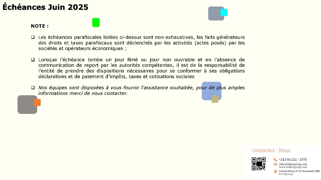Échéances fiscale , parafiscale du mois de juin 2025