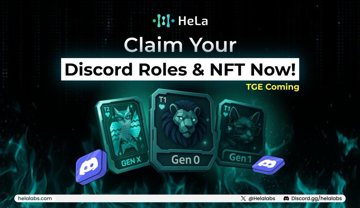 Hela_Network's tweet image. 🚨 HELA ROLE  MIGRATION IS LIVE 🚨

We’re sunsetting old roles (OG, Early Bird, Super HeLa Ranger) and replacing them with:

✅ Gen X (150 slots)
✅ Gen 0 (350 slots)
✅ Gen 1 (500 slots)

This is a one-time role migration — only those who migrate will be eligible for the…