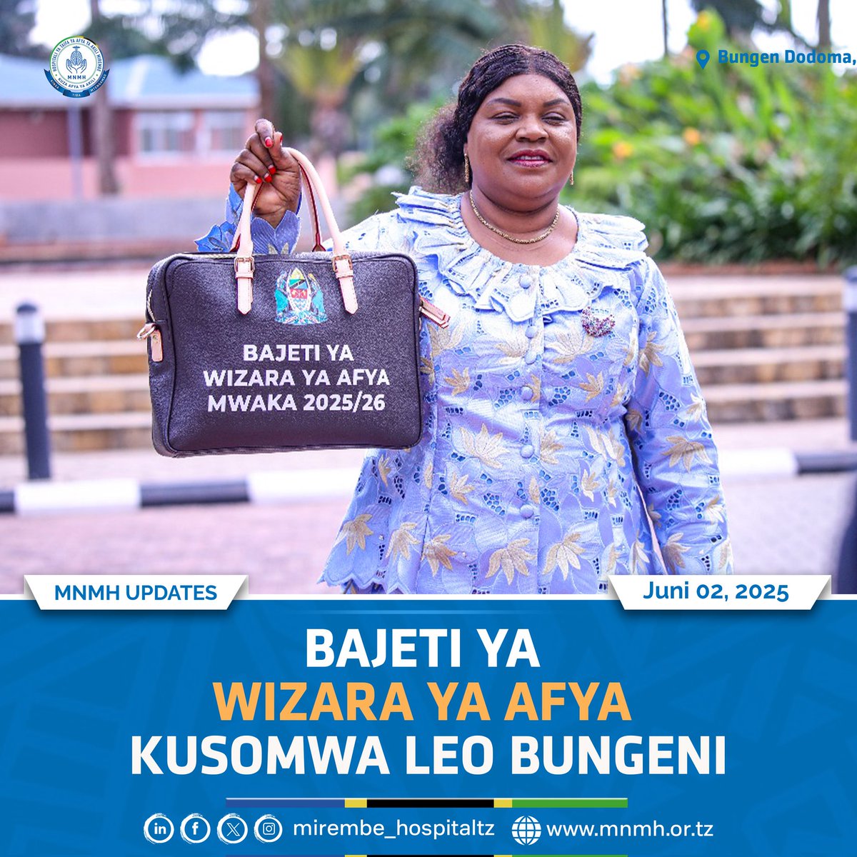Waziri wa Afya Mhe. Jennista Mhagama leo Jumatatu Amesoma Bajeti ya Wizara ya Afya kwa mwaka wa Fedha 2025/2026. 

Fuatilia kupitia mitandao yetu ya kijamii 
<a href="/wizara_afyatz/">Wizara ya Afya Tanzania 🇹🇿</a> 
@mirembe_hospitaltz 

#AfyaYaAkiliNiAfya
#JikubaliJijali