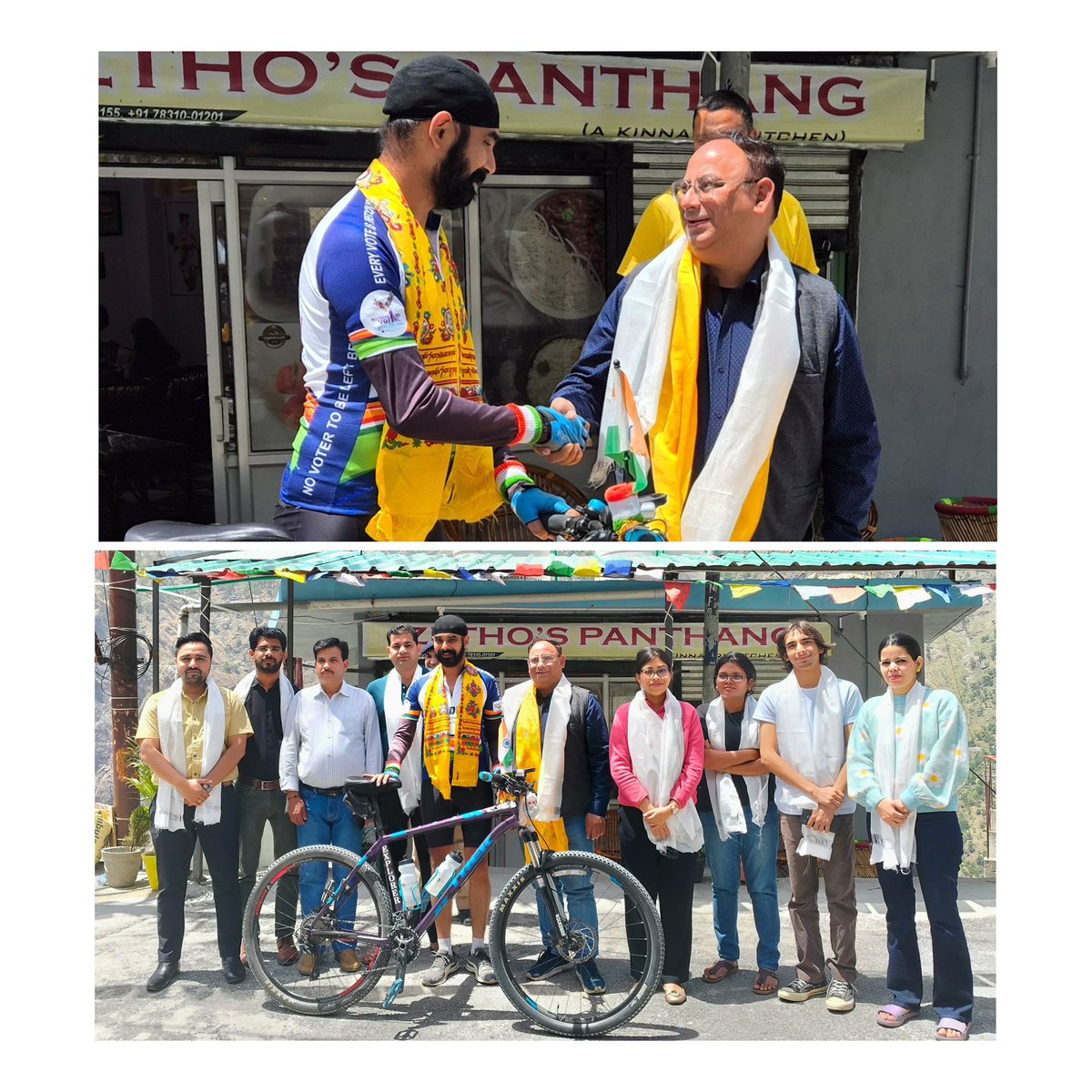 As part of their visit to Kinnaur for training of #BLOs, Sh. Arvind Anand, Principal Secretary, along with other officers of the ECI, met State Election Icon Mr. Jasprit Paul at Badhal on 01.06.2025. He had cycled from Mandi to Kinnaur to inspire voter awareness across the region