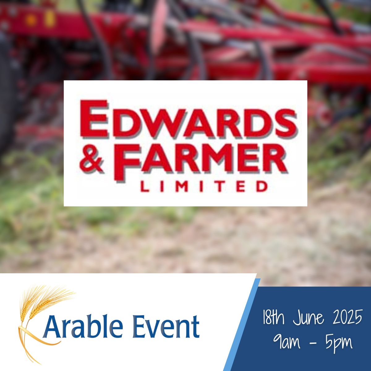 #SponsorSpotlight
Welcoming Edwards &amp; Farmer Ltd as one of our main sponsors for the #ArableEvent2025! 

With a fully qualified team of service engineers and a comprehensive range of agricultural equipment, they understand what matters most to UK farmers! 🙌