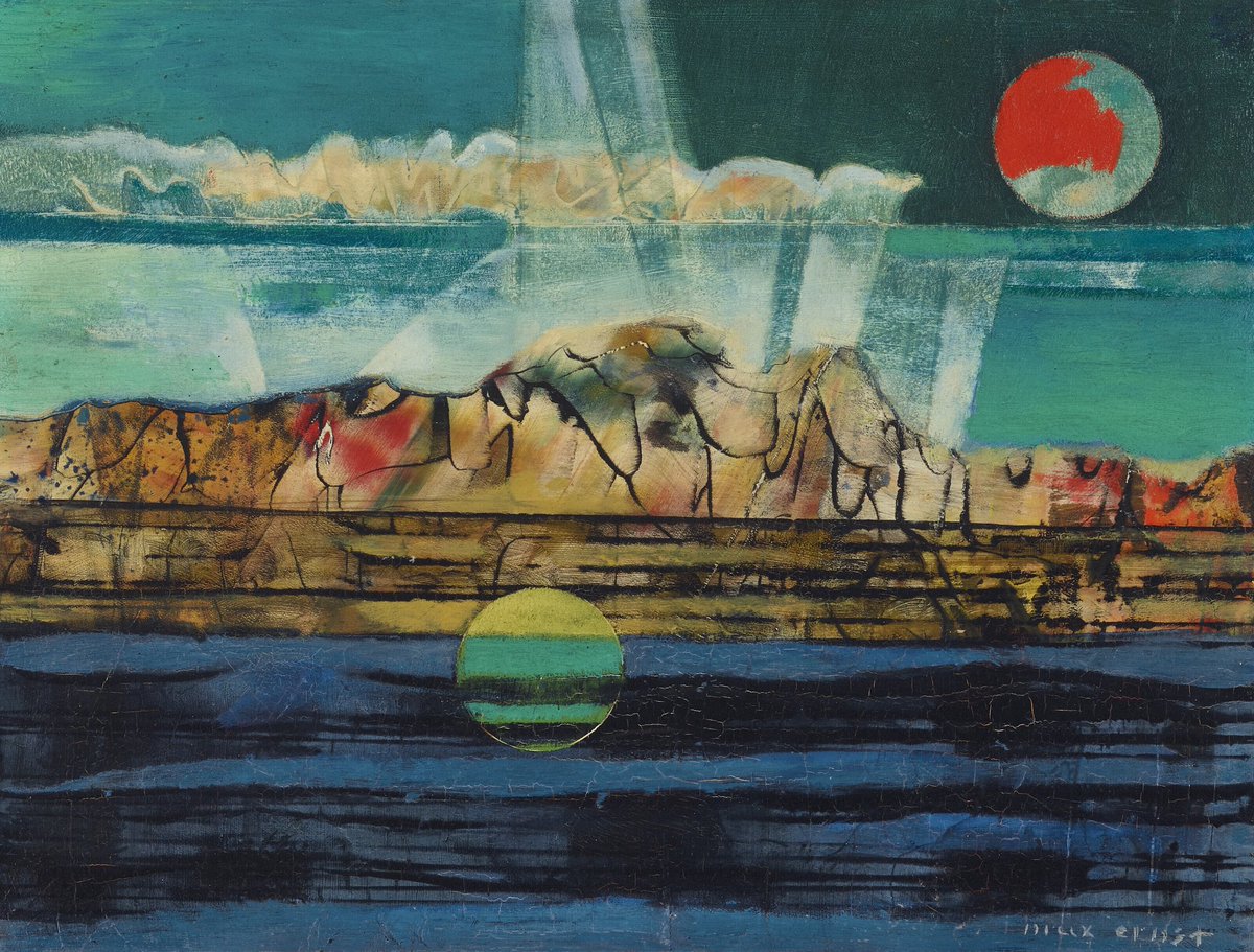 "Calme" 1958 by Max Ernst (1891-1976). Oil on panel.