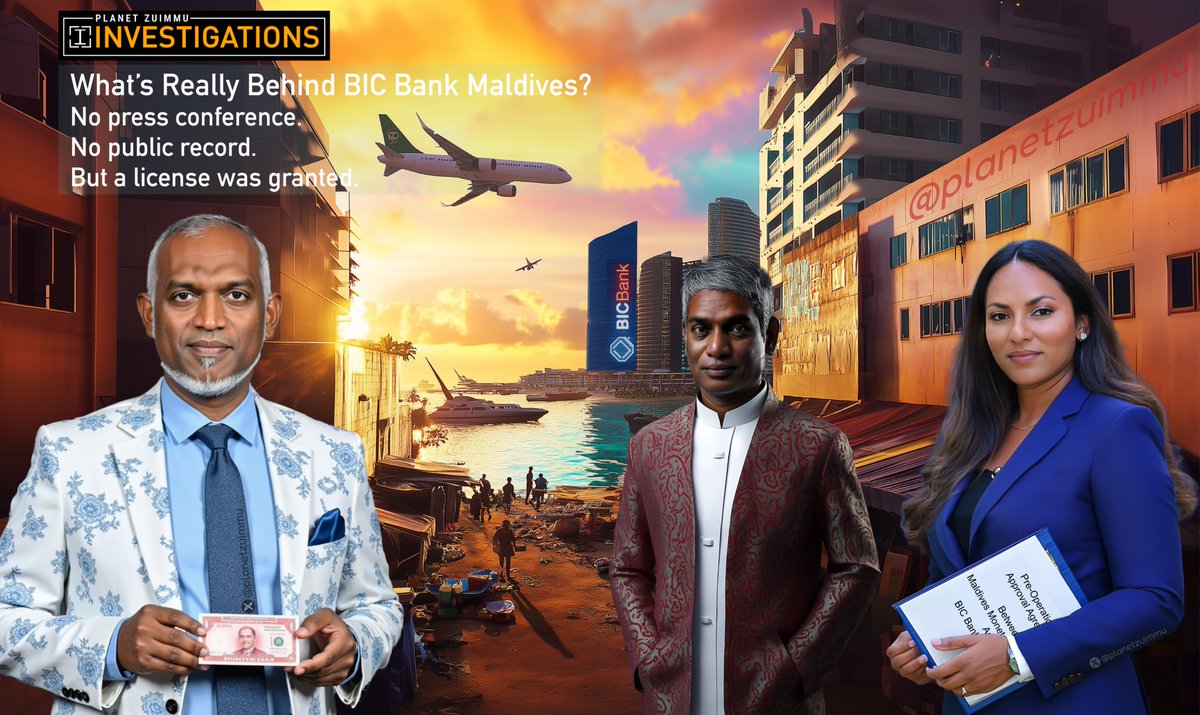 planetzuimmu's tweet photo. 🚨 Planet Zuimmu Investigates: What’s Really Behind BIC Bank Maldives?
No press conference. No public record. But a license was granted.

BIC Bank — a financial entity based in Cambodia, with no known track record in the Maldives — has received pre-operational approval from the Maldives Monetary Authority (MMA). Their due diligence process, we’re told, was passed.

The same process that disqualified another application weeks earlier due to unverifiable information and missing documents.

But this time, the paperwork was in order.
And the permit? Filed under Noorein Janah’s name.

There is no registered BIC Bank business in the Maldives. There is no clear operation visible in the region. And yet, approval was granted — quietly.

No statement from MMA on what changed.
No explanation on why a foreign bank tied to Cambodia’s BIC Group is being ushered in under such opaque circumstances.

Her father is watching from the shadows.
So are we.

Planet Zuimmu is taking notes.

#mvpolitics #maldives #PlanetZuimmu #dhivehingeraajje🇲🇻 #dhivehingeraajje
