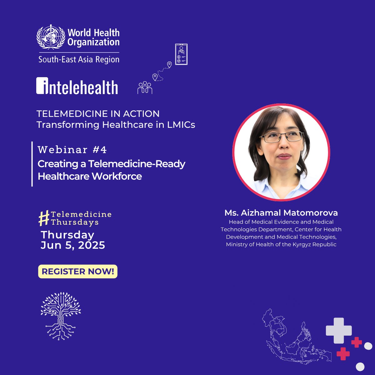 Intelehealth (@intelehealthorg) on Twitter photo Meet Ms. Aizhamal Matomorova, one of our key speakers at the webinar, โ๐๐ฟ๐ฒ๐ฎ๐๐ถ๐ป๐ด ๐ฎ ๐ง๐ฒ๐น๐ฒ๐บ๐ฒ๐ฑ๐ถ๐ฐ๐ถ๐ป๐ฒ-๐ฅ๐ฒ๐ฎ๐ฑ๐ ๐๐ฒ๐ฎ๐น๐๐ต๐ฐ๐ฎ๐ฟ๐ฒ ๐ช๐ผ๐ฟ๐ธ๐ณ๐ผ๐ฟ๐ฐ๐ฒโ to be held on June 5th, in partnership with <a href="/WHOSEARO/">World Health Organization South-East Asia</a>
Register here: us02web.zoom.us/webinar/registโฆ Meet Ms. Aizhamal Matomorova, one of our key speakers at the webinar, โ๐๐ฟ๐ฒ๐ฎ๐๐ถ๐ป๐ด ๐ฎ ๐ง๐ฒ๐น๐ฒ๐บ๐ฒ๐ฑ๐ถ๐ฐ๐ถ๐ป๐ฒ-๐ฅ๐ฒ๐ฎ๐ฑ๐ ๐๐ฒ๐ฎ๐น๐๐ต๐ฐ๐ฎ๐ฟ๐ฒ ๐ช๐ผ๐ฟ๐ธ๐ณ๐ผ๐ฟ๐ฐ๐ฒโ to be held on June 5th, in partnership with <a href="/WHOSEARO/">World Health Organization South-East Asia</a>
Register here: us02web.zoom.us/webinar/registโฆ