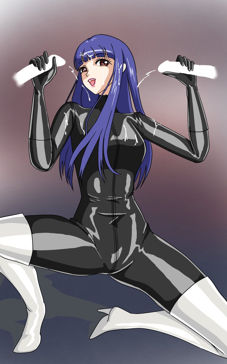 謎の棒から吹き出すケフィアを浴びる美容法を実践している人を描きました。