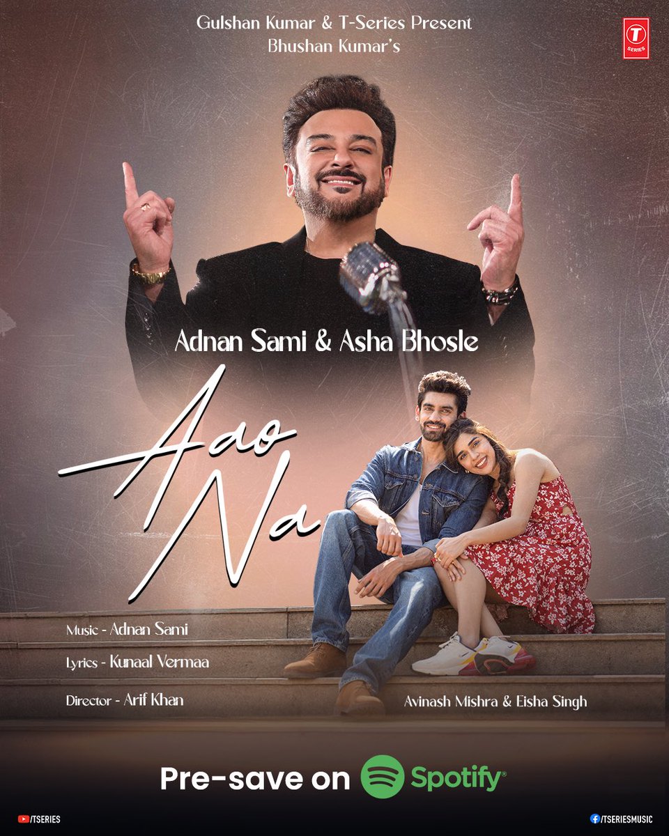 T-Series (@tseries) on Twitter photo Ever felt a song hug you? Just wait. Pre-save #AaoNa on Spotify 💕✨
symphony.to/adnan-sami/aao…
#tseries <a href="/TSeries/">T-Series</a> #BhushanKumar <a href="/ashabhosle/">ashabhosle</a> <a href="/AdnanSamiLive/">Adnan Sami</a> <a href="/Avinash_galaxy/">Avinash Mishra</a> @eishasingh24 <a href="/kunaalvermaa77/">KUNAAL VERMAA</a> #ArifKhan Ever felt a song hug you? Just wait. Pre-save #AaoNa on Spotify 💕✨
symphony.to/adnan-sami/aao…
#tseries <a href="/TSeries/">T-Series</a> #BhushanKumar <a href="/ashabhosle/">ashabhosle</a> <a href="/AdnanSamiLive/">Adnan Sami</a> <a href="/Avinash_galaxy/">Avinash Mishra</a> @eishasingh24 <a href="/kunaalvermaa77/">KUNAAL VERMAA</a> #ArifKhan