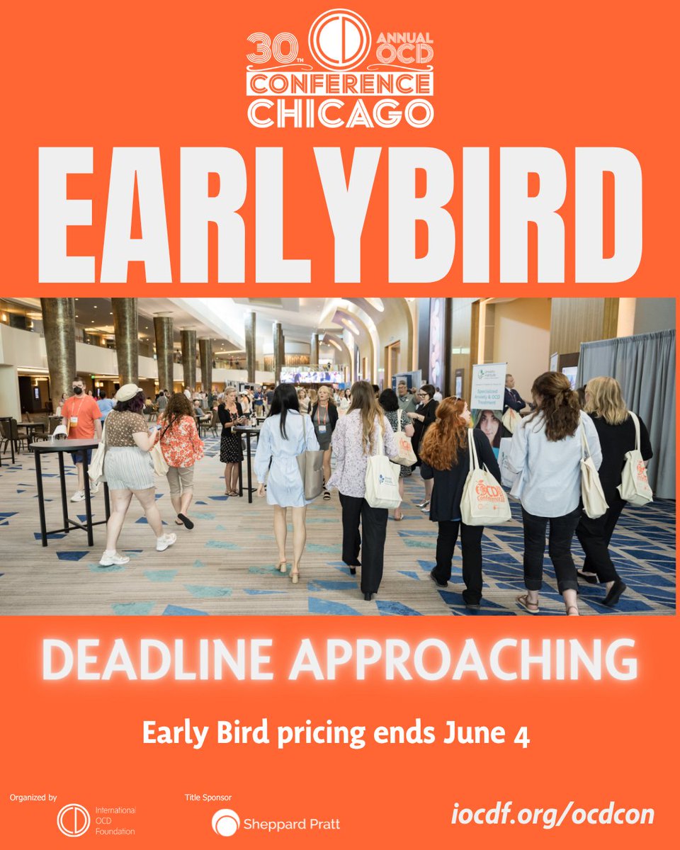 International OCD Foundation (@iocdf) on Twitter photo It's your last chance to receive Early Bird Pricing when registering for the 30th Annual OCD Conference, sponsored by <a href="/SheppardPratt/">Sheppard Pratt</a> .
The Annual OCD Conference is more than an event—it’s a place to find hope, support, and the latest information on OCD and related disorders. It's your last chance to receive Early Bird Pricing when registering for the 30th Annual OCD Conference, sponsored by <a href="/SheppardPratt/">Sheppard Pratt</a> .
The Annual OCD Conference is more than an event—it’s a place to find hope, support, and the latest information on OCD and related disorders.
