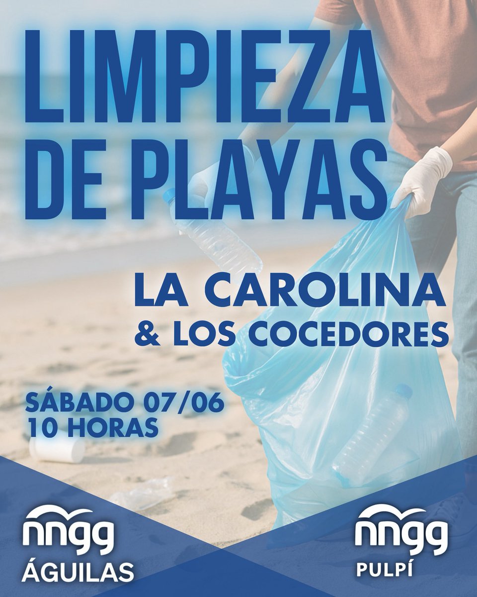 NNGG_Aguilas's tweet photo. 🔵 Este sábado os esperamos en La Carolina y Los Cocedores para llevar a cabo una Limpieza de Playas. 

👉🏼 A las 10h junto a nuestros compañeros de @nnggpulpi https://t.co/83BgakC4dR