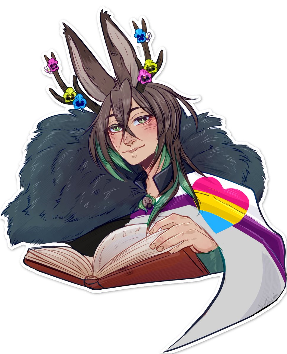 Happy Pride Month from the Grove! 
Wanted to doodle something for it, in-between comms.
Panromantic Demisexual represent 🏳️‍🌈

#Caffinarts #myart #Pride2025