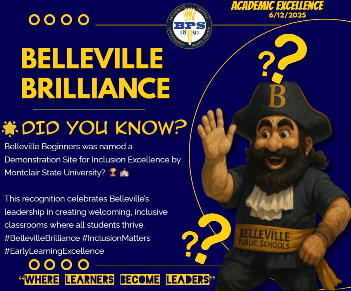 💡 Did you know?
 Belleville Beginners was named a Demonstration Site for Inclusion Excellence by Montclair State? 🏫🏆
#BellevilleBrilliance #InclusionMatters #EarlyLearning