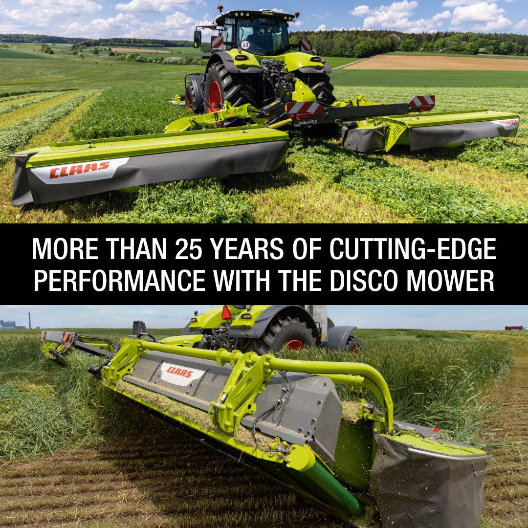 For over 25 years now, the DISCO large-scale mowers have been a game-changer. Get ready for even more power and efficiency!

Want to learn more? Give us a call at 844-749-6100 to discover the perfect DISCO mower for your operation!

#CLAAS