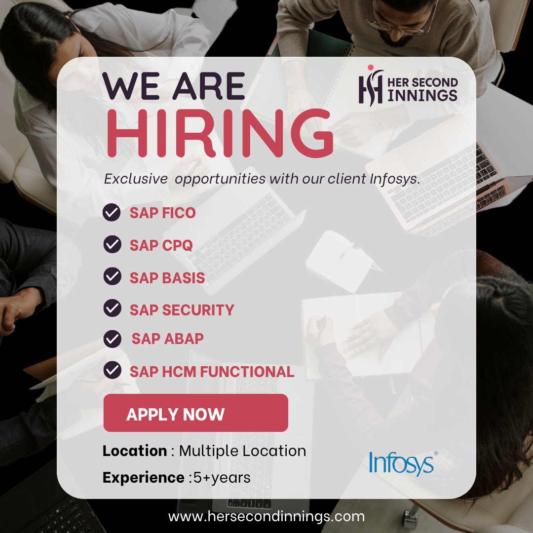 her2nd_innings's tweet image. 🚨 Now Hiring: Experienced SAP Professionals (5+ yrs)

📩 Interested? Drop your resume:hsi_sm_jobs@hersecondinnings.com

#SAPJobs #NowHiring #SAPFICO #SAPCPQ #SAPABAP #SAPSecurity #SAPBASIS #SAPHCM