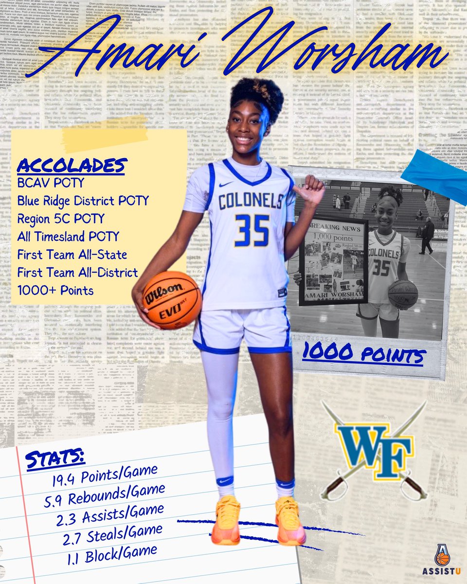 AssistU Recruiting (@assist_u_) on Twitter photo Proud of how 26 <a href="/amariworsham35/">Amari Worsham</a> has pushed through bursitis in her knee all spring.
Running it back for her incredible junior season with <a href="/Fleming_GBB/">William Fleming Girls BB</a> ! Catch her with <a href="/Elevate_Elite/">Elevate Elite</a> in July! Proud of how 26 <a href="/amariworsham35/">Amari Worsham</a> has pushed through bursitis in her knee all spring.
Running it back for her incredible junior season with <a href="/Fleming_GBB/">William Fleming Girls BB</a> ! Catch her with <a href="/Elevate_Elite/">Elevate Elite</a> in July!