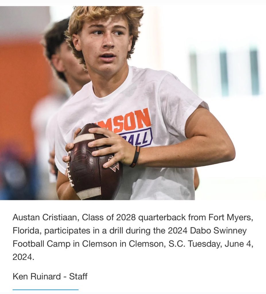 Austan Cristiaan (@austanqb) on Twitter photo Excited to be back at Clemson on June 3rd for camp! 🐅<a href="/TajhB10/">Tajh Boyd</a> <a href="/CoachGRiley/">Garrett Riley</a> <a href="/Coach_Grass/">John Grass</a> <a href="/ClemsonFB/">Clemson Football</a> <a href="/ClemsonOnAthlon/">Clemson Tigers on Athlon</a> <a href="/ClemsonInsider/">TheClemsonInsider</a> <a href="/austinhannon_/">Austin Hannon</a> <a href="/CFravel247/">Cory Fravel</a> <a href="/JP_Priester/">Jason Priester</a> @clemson247 <a href="/TIinClemson/">Tigerillustrated.com</a> <a href="/carson_cramer/">Carson Cramer</a> <a href="/Clements_TJC/">Tyler Clements</a> <a href="/s__valentine/">Shanelle' Valentine, M.S</a> <a href="/Paul_Tyson17/">Paul Tyson</a> <a href="/ClemsonTigers/">Clemson Athletics</a> Excited to be back at Clemson on June 3rd for camp! 🐅<a href="/TajhB10/">Tajh Boyd</a> <a href="/CoachGRiley/">Garrett Riley</a> <a href="/Coach_Grass/">John Grass</a> <a href="/ClemsonFB/">Clemson Football</a> <a href="/ClemsonOnAthlon/">Clemson Tigers on Athlon</a> <a href="/ClemsonInsider/">TheClemsonInsider</a> <a href="/austinhannon_/">Austin Hannon</a> <a href="/CFravel247/">Cory Fravel</a> <a href="/JP_Priester/">Jason Priester</a> @clemson247 <a href="/TIinClemson/">Tigerillustrated.com</a> <a href="/carson_cramer/">Carson Cramer</a> <a href="/Clements_TJC/">Tyler Clements</a> <a href="/s__valentine/">Shanelle' Valentine, M.S</a> <a href="/Paul_Tyson17/">Paul Tyson</a> <a href="/ClemsonTigers/">Clemson Athletics</a>