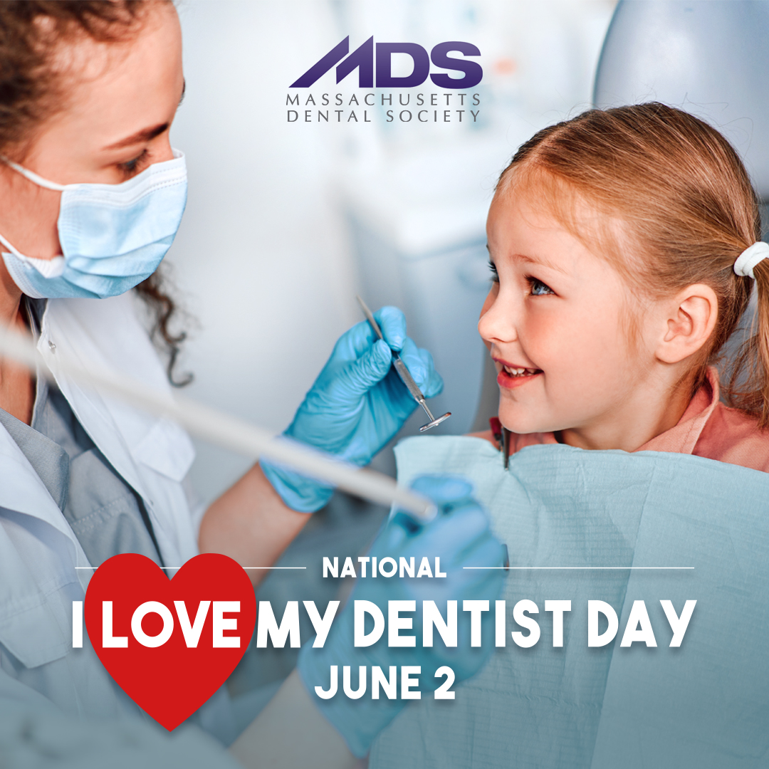MassDental's tweet image. Today, "I Love My Dentist Day," we'd like to recognize the MDS member dentists and all dentists who keep our smiles healthy. Annually on June 2, dentists nationwide are celebrated for their hard work and dedication to patients and the profession. #thankyou #massdental