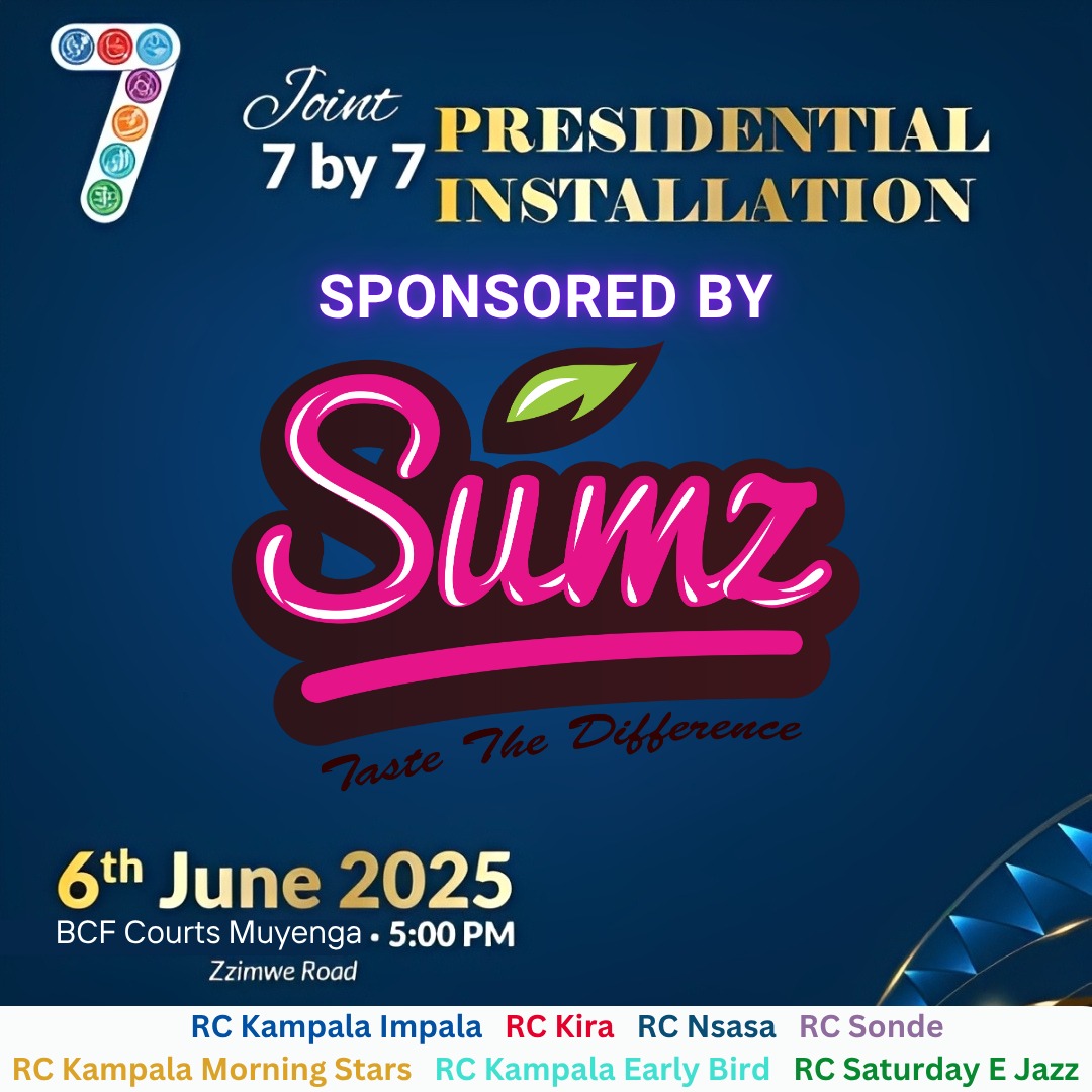 Maurice Taremwa (@mrtaremwa) on Twitter photo This Friday 6th June is going to be a 7by7 Collaboration! And Celebrations. Thanks to <a href="/DennisNgabiran1/">Rtn. MD. Dr. Dennis Ngabirano</a>
<a href="/sumz_snacks/">SUMZ</a> <a href="/7by7colab/">Seven by Seven</a> <a href="/RotaryEarlyBird/">Rotary Club of Kampala Early Bird</a> <a href="/rotaryd9213/">Rotary District 9213</a> This Friday 6th June is going to be a 7by7 Collaboration! And Celebrations. Thanks to <a href="/DennisNgabiran1/">Rtn. MD. Dr. Dennis Ngabirano</a>
<a href="/sumz_snacks/">SUMZ</a> <a href="/7by7colab/">Seven by Seven</a> <a href="/RotaryEarlyBird/">Rotary Club of Kampala Early Bird</a> <a href="/rotaryd9213/">Rotary District 9213</a>