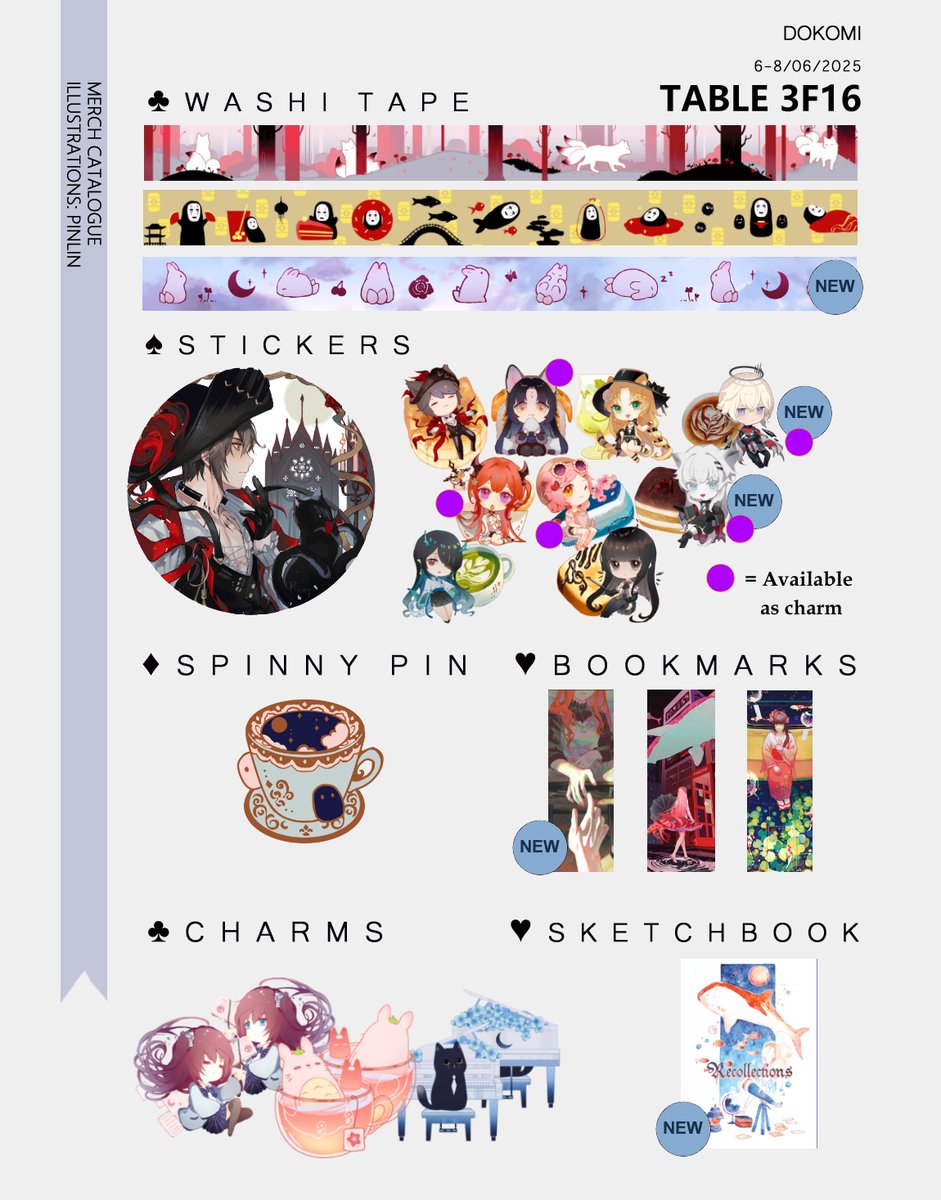 _Pinlin's tweet image. Dokomi 2025 Catalogue! Got 50% originals, Arknights, Madoka magica, PGR, Chainsaw man and more.
If you happen to pass by, name 3 characters from my game and you'll get a free postcard or sticker sheet🌜