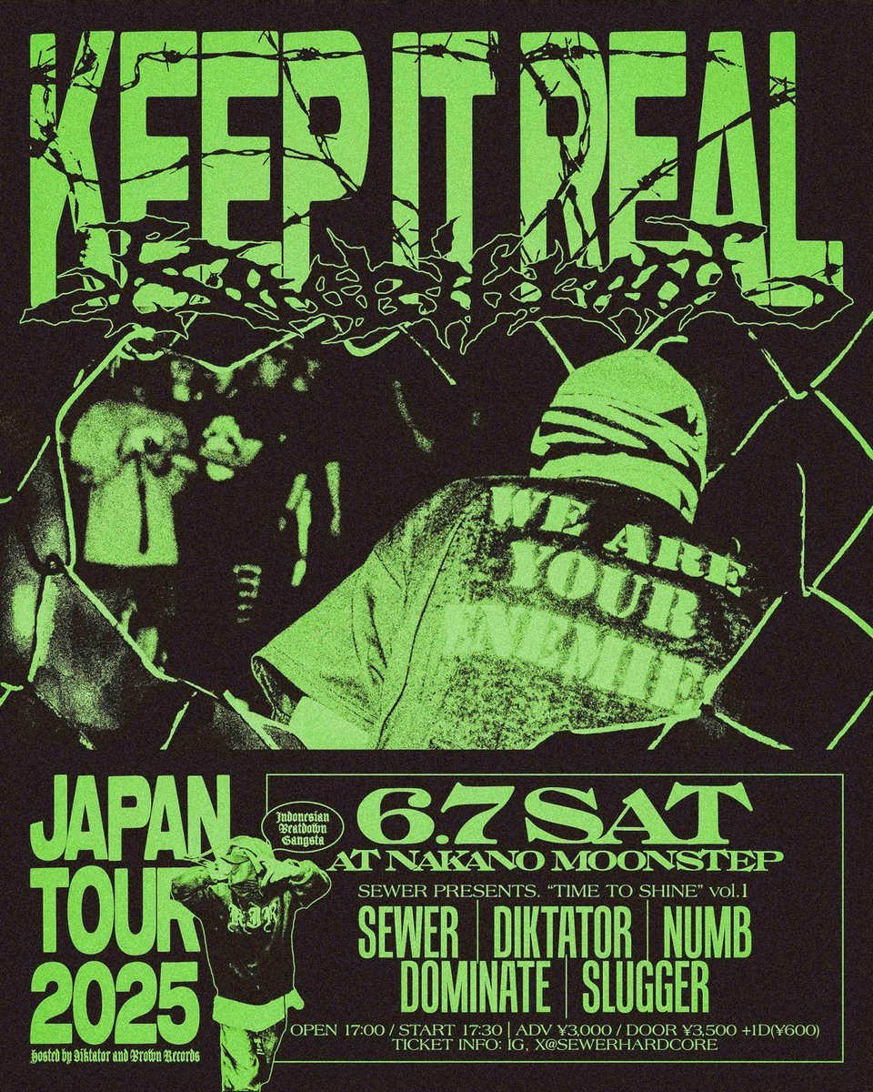 今週末
いよいよ <a href="/sewerhardcore/">SEWER</a> 初企画
6/7 中野 <a href="/livepubMOONSTEP/">MOONSTEP</a> 
インドネシアからKEEP IT REAL 来日
ブチカマス
これマヂで近年稀にみる凶悪なピット
が見れる事間違いなし
前売りリプ DM予約お気軽に
numb.jp/contact.html