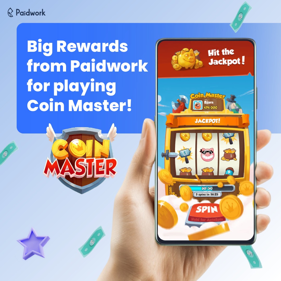 Love Coin Master? Earn extra cash while you play. 
 Start earning with Paidwork and turn your fun into funds.
#CoinMaster #Paidwork #GamingForMoney #PlayAndEarn