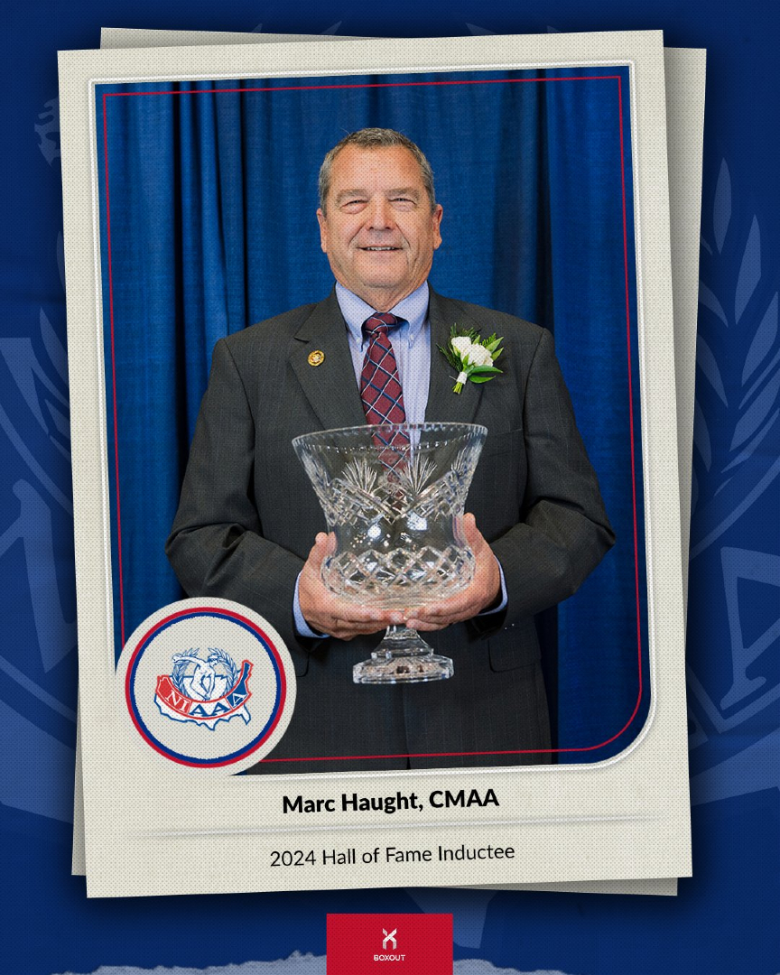 Welcome back to another #AwardWinnerMonday! Let's give it up for Marc Haught, CMAA today for being inducted into the NIAAA Hall of Fame at the 2024 NADC 👏 He's been an influential leader in athletic administration, reigning from Kansas. Congratulations, Marc! #AWM 🏆
