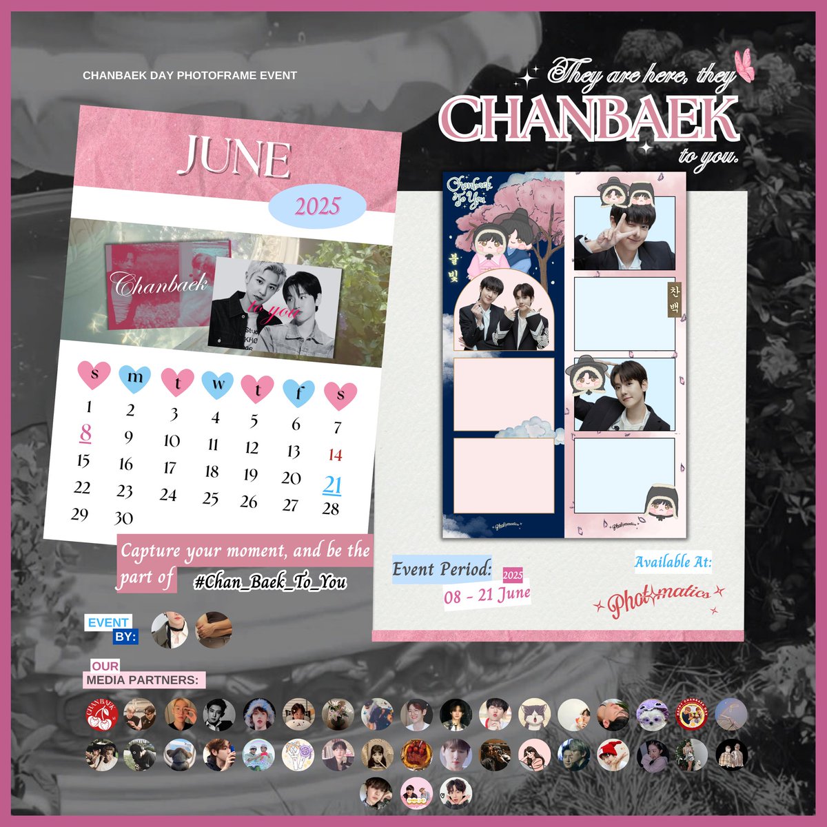 1992inlove's tweet image. ♡ 𝙏𝙝𝙚𝙮 𝘼𝙧𝙚 𝙃𝙚𝙧𝙚, 𝙏𝙝𝙚𝙮 𝘾𝙝𝙖𝙣𝙗𝙖𝙚𝙠 𝙏𝙤 𝙮𝙤𝙪 ♡

— Chanbaek Day Photoframe Event by @baegdough &amp;amp; @1992inlove

📍Photomatics (Detail On Poster)
🗓️ 08-21 June 2025

♡ Capture your moment and post with #Chan_Baek_To_You if you use this frame♡