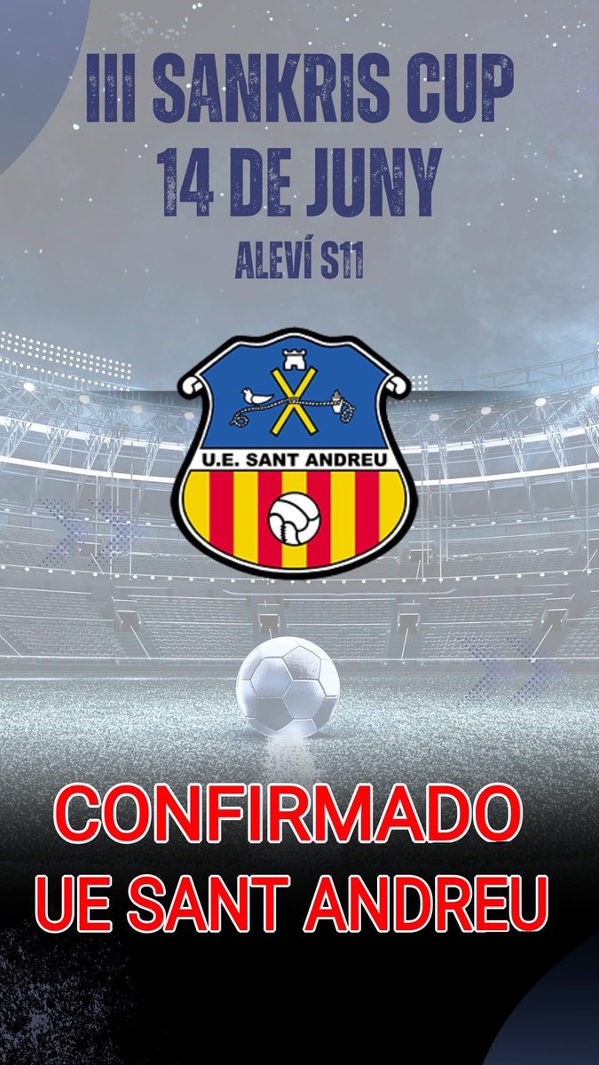 📣 Nou equip confirmat per la 𝐈𝐈𝐈 𝐒𝐚𝐧𝐊𝐫𝐢𝐬 𝐂𝐮𝐩!
💥 Benvinguts, UE Sant Andreu!

📅 𝟏𝟒 𝐝𝐞 𝐣𝐮𝐧𝐲
📍 𝐂𝐚 𝐧’𝐀𝐧𝐠𝐥𝐚𝐝𝐚
🏆 𝐀𝐥𝐞𝐯í 𝐒𝐔𝐁𝟏𝟏

🔵⚪️ 𝐒𝐚𝐧𝐊𝐫𝐢𝐬 𝐂𝐮𝐩 𝐢𝐬 𝐜𝐨𝐦𝐢𝐧𝐠…