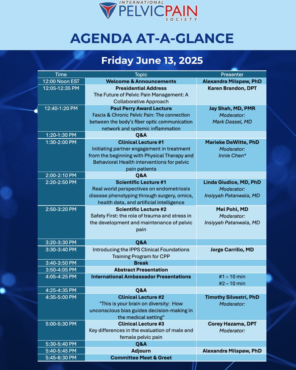 PelvicPainOrg's tweet image. The 28th Annual Scientific Meeting is just around the corner! 🎉
We are thrilled to have so many talented and informative presenters this year! With so much expertise and knowledge in one place, you won't want to miss a moment.
Sign up here: pelvicpain.org/annual2025/reg…
