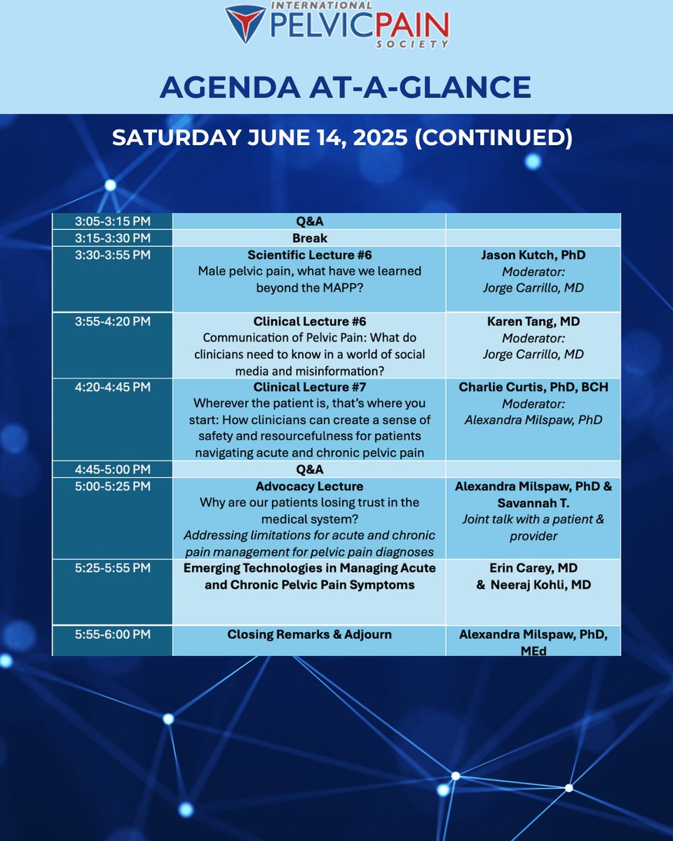 PelvicPainOrg's tweet image. The 28th Annual Scientific Meeting is just around the corner! 🎉
We are thrilled to have so many talented and informative presenters this year! With so much expertise and knowledge in one place, you won't want to miss a moment.
Sign up here: pelvicpain.org/annual2025/reg…
