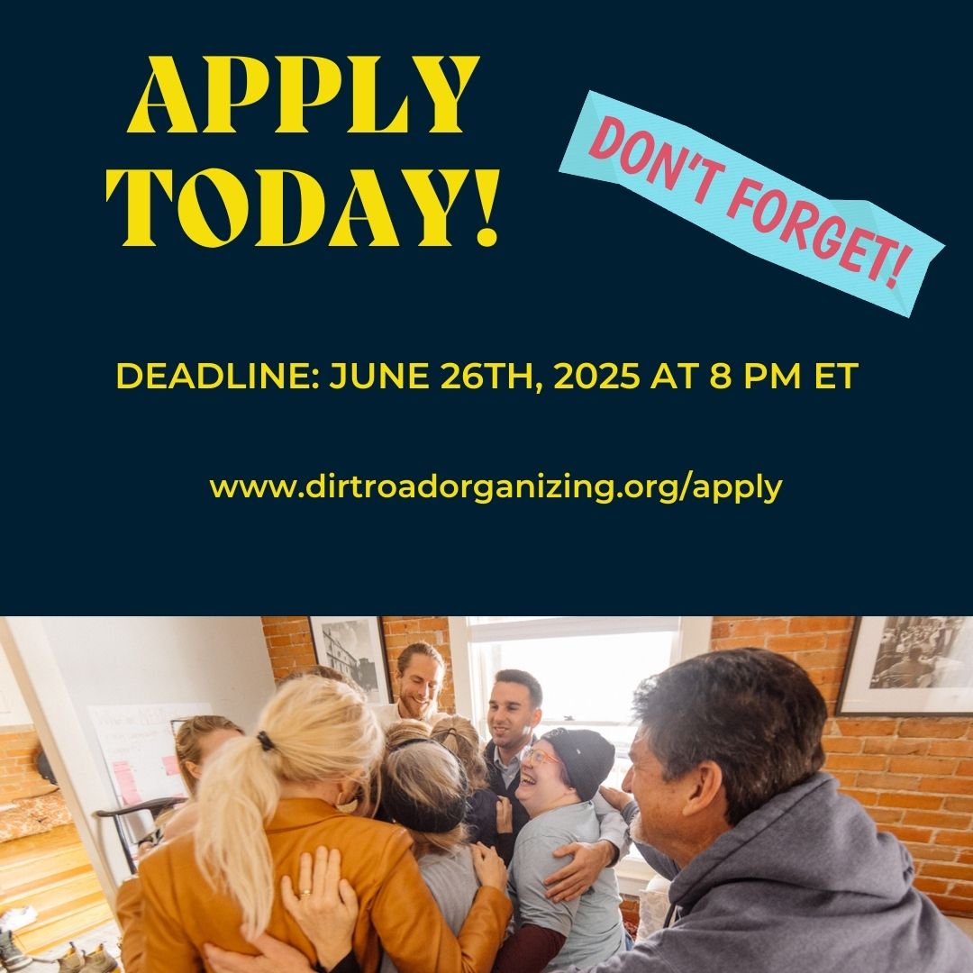The application for our Summer Cohorts is officially OPEN! 🎉👏🔥

Are you a rural leader thinking about running for office? Supporting a local campaign? Organizing for a just democracy? Then Dirtroad Organizing is for you!

To apply &amp; learn more: dirtroadorganizing.org/apply.