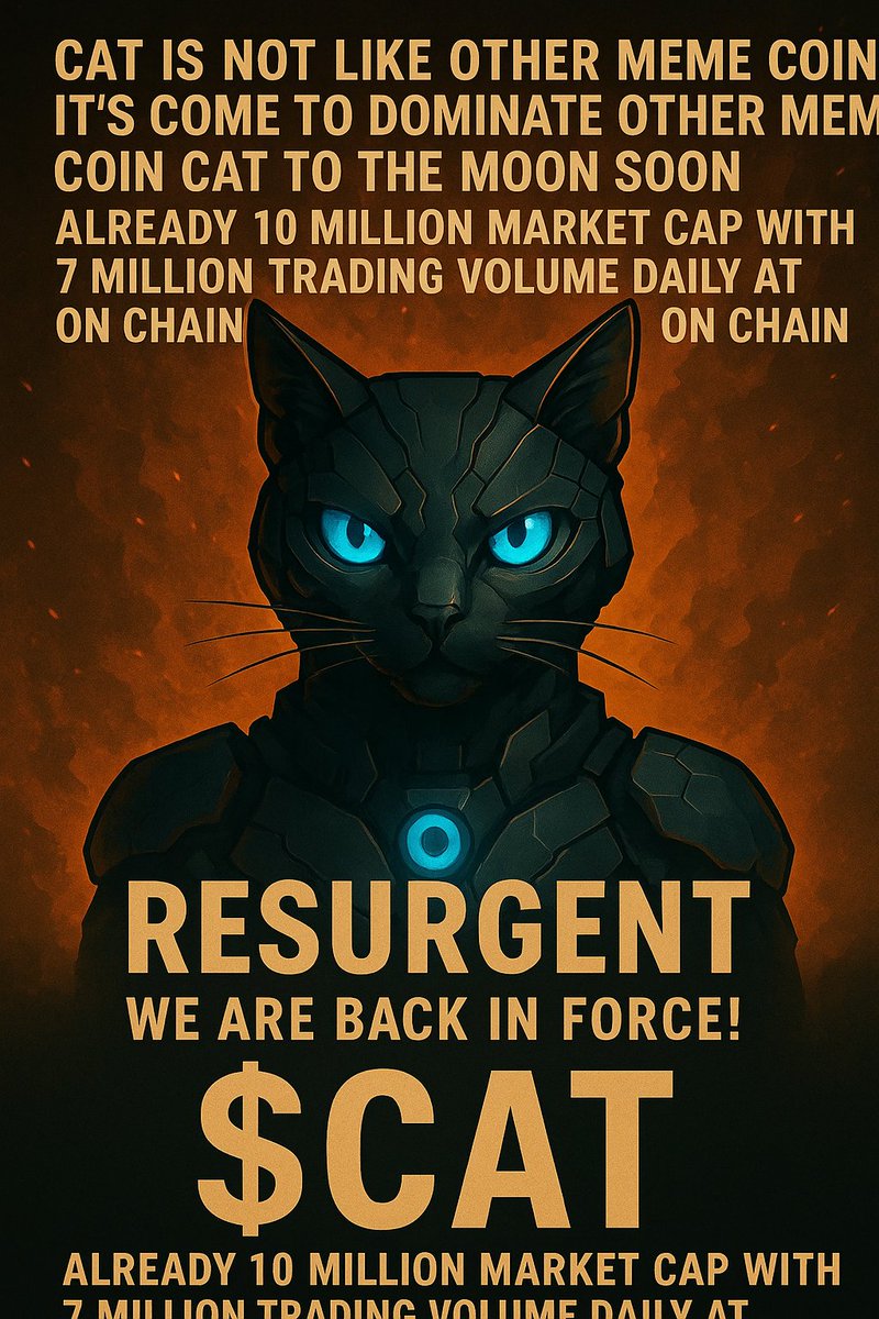 robert_jones5's tweet photo. The CAT project’s market cap is growing day by day and has already crossed the $10 million mark! 💰
With a daily trading volume of $7 million, it’s clear that CAT is creating huge hype in the market!🔥
CA: 4HBQm2EhdpUWZkTYxttxNDnsoWi5beRAGWHpjVo8pump
#CATProject #Solana https://t.co/8gM77XVAqT