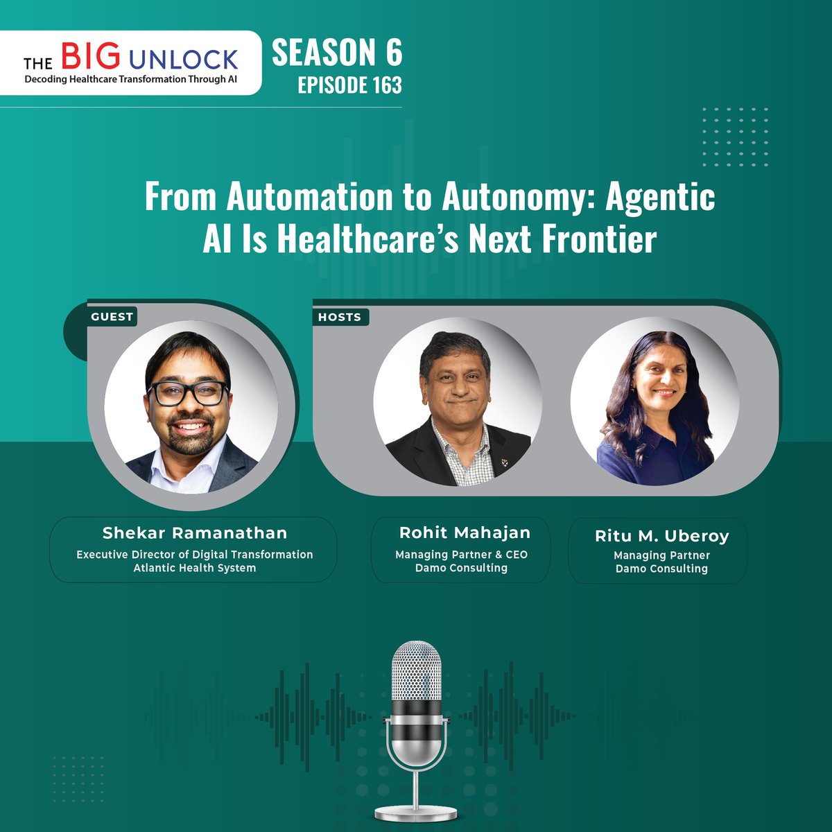 The Big Unlock Podcast (@thebigunlock) on Twitter photo 🚀 From automation to autonomy!
Shekar Ramanathan of <a href="/AtlanticHealth/">Atlantic Health</a> joins Rohit Mahajan & Ritu M. Uberoy to explore how Agentic AI is shaping healthcare’s future on <a href="/TheBigUnlock/">The Big Unlock Podcast</a> podcast
🎧 Listen now: hubs.la/Q03q6nGv0 🚀 From automation to autonomy!
Shekar Ramanathan of <a href="/AtlanticHealth/">Atlantic Health</a> joins Rohit Mahajan & Ritu M. Uberoy to explore how Agentic AI is shaping healthcare’s future on <a href="/TheBigUnlock/">The Big Unlock Podcast</a> podcast
🎧 Listen now: hubs.la/Q03q6nGv0