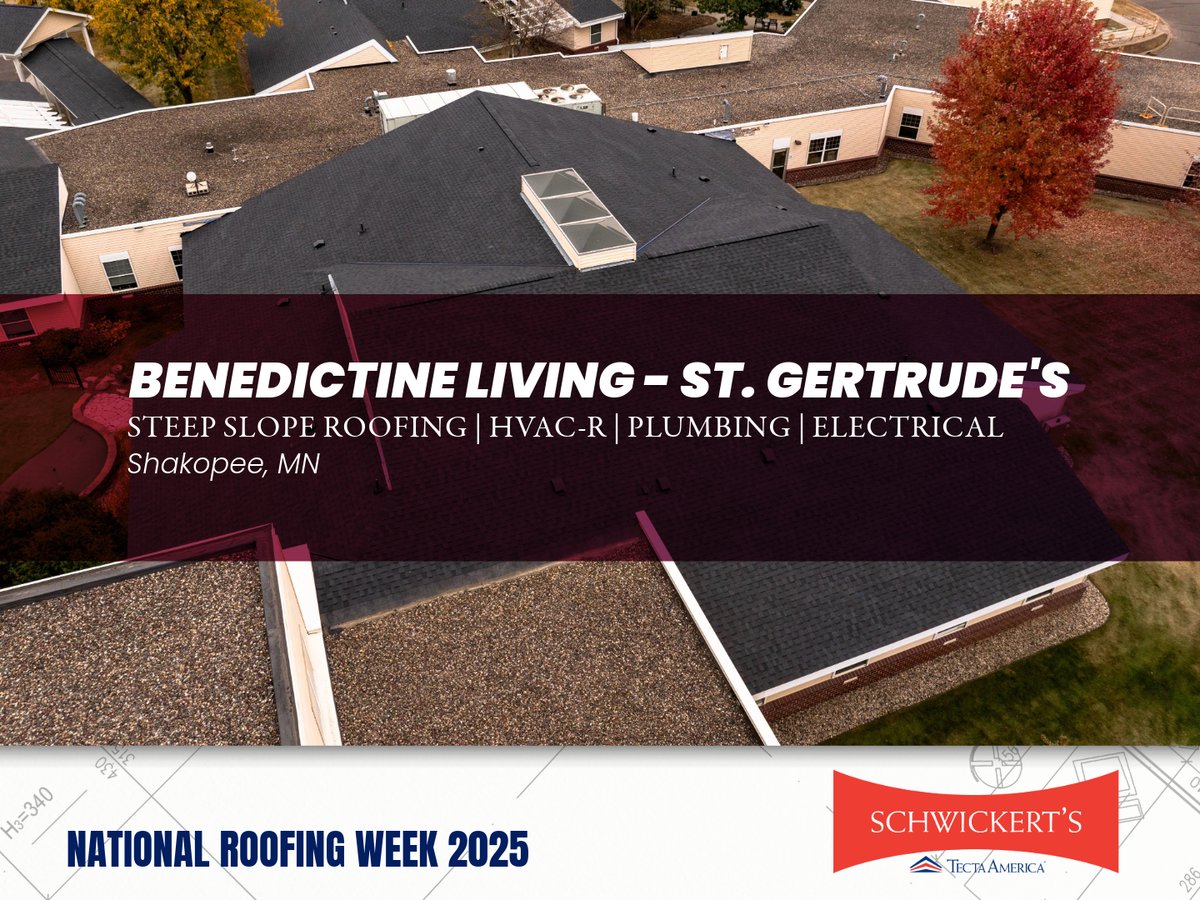 Schwickerts's tweet image. Throughout today, we&apos;ll be highlighting some projects of all our trades. To start, check out this project we did at Benedictine Living - St. Gertrude&apos;s in Shakopee, MN.

See the full project &amp;amp; more: schwickerts.com/project/benedi…
---
#schwickerts #NationalRoofingWeek #SignatureProjects