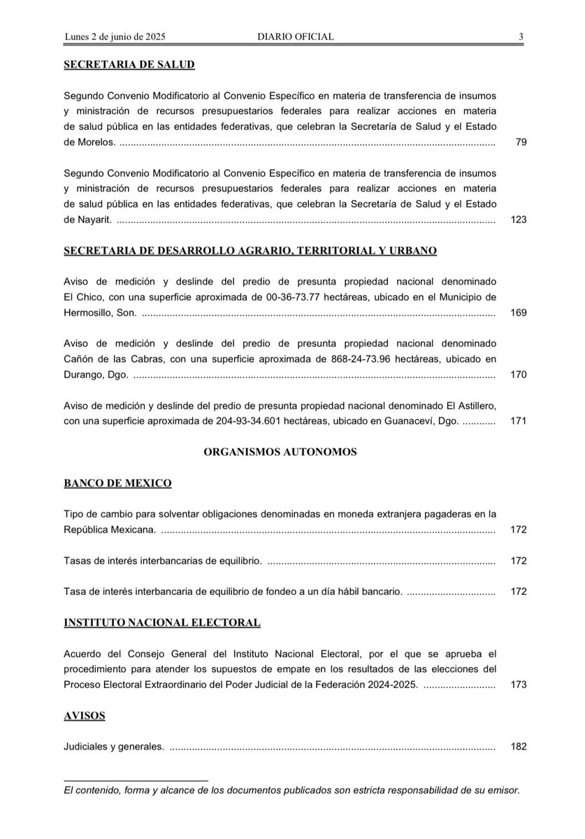 Orden Jurídico Nacional (@ojn_segob) on Twitter photo 📜 Diario Oficial de la Federación <a href="/DOF_SEGOB/">Diario Oficial DOF</a> 02-06-2025 Edición Matutina
👉 bit.ly/43LFJEh
<a href="/SEGOB_mx/">Gobernación</a>
.
.
.
#DOF #México
#02DeJunioDe2025
#OrdenJurídicoNacional 📜 Diario Oficial de la Federación <a href="/DOF_SEGOB/">Diario Oficial DOF</a> 02-06-2025 Edición Matutina
👉 bit.ly/43LFJEh
<a href="/SEGOB_mx/">Gobernación</a>
.
.
.
#DOF #México
#02DeJunioDe2025
#OrdenJurídicoNacional