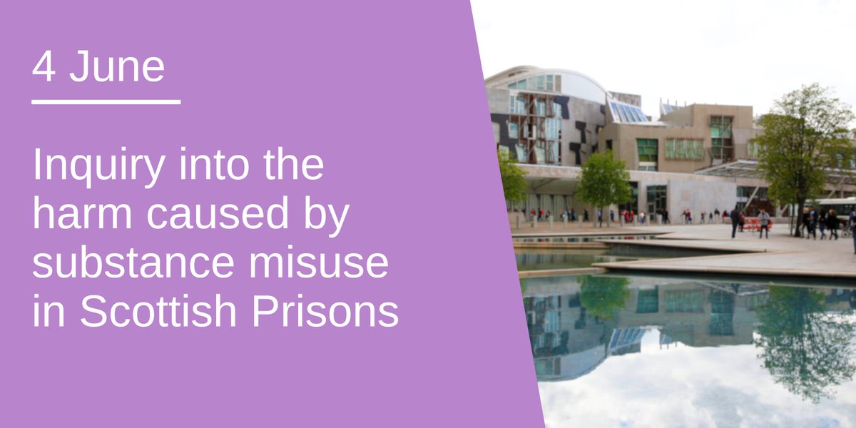 SP_Justice's tweet image. On Wed 4/6 we will continue taking evidence into the harm caused by substance misuse in Scottish Prisons with @AidnAbet_Scot, @FamiliesOutside, @nhsfife addiction services, @siscorecovery & @SRConsortium. See more details here: ow.ly/Jlaa50W2qMe