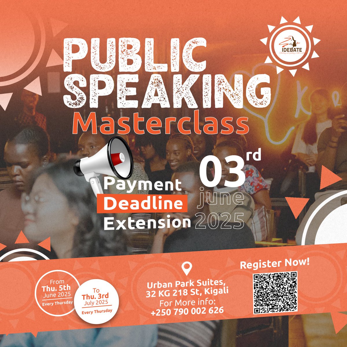 Cohort 4, Are you ready?!🥳 

🗓 Start Date: June 5th, 2025
📍 Venue: Urban Park Suites, 32 KG 218 St, Kigali
📍 Sessions: Every Thursday
⏳ Payment Deadline Extended: June 3rd, 2025

📌 Register here: [forms.gle/WRs6d6FZFWED8Q…](forms.gle/WRs6d6FZFWED8Q…)