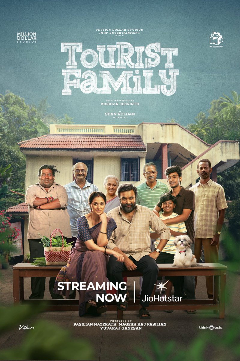 Million Dollar Studios (@millionoffl) on Twitter photo The most celebrated entertainer #TouristFamily is now streaming on <a href="/JioHotstar/">JioHotstar</a> ❤️
Available in Languages : Tamil, Telugu, Kannada, Malayalam & Hindi.
Written & directed by @abishanjeevinth ✨
A <a href="/RSeanRoldan/">Sean Roldan</a> musical 🎶
@sasikumardir <a href="/SimranbaggaOffc/">Simran</a>
<a href="/Foxy_here03/">Aravind Viswanathan</a> The most celebrated entertainer #TouristFamily is now streaming on <a href="/JioHotstar/">JioHotstar</a> ❤️
Available in Languages : Tamil, Telugu, Kannada, Malayalam & Hindi.
Written & directed by @abishanjeevinth ✨
A <a href="/RSeanRoldan/">Sean Roldan</a> musical 🎶
@sasikumardir <a href="/SimranbaggaOffc/">Simran</a>
<a href="/Foxy_here03/">Aravind Viswanathan</a>
