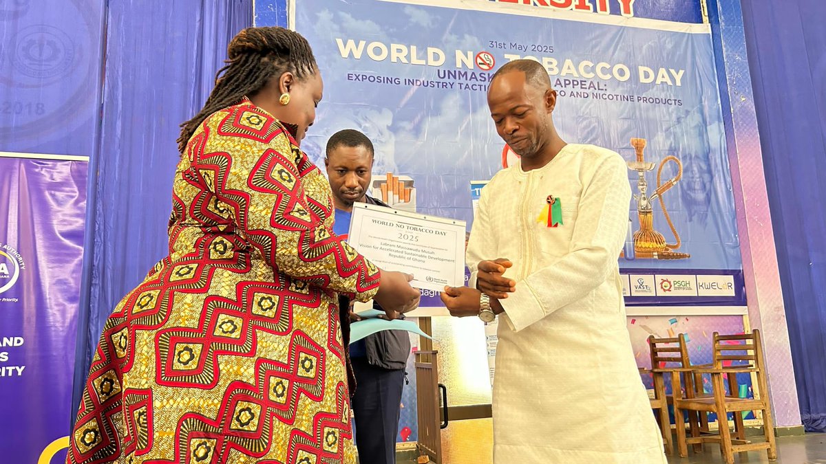 Vision for Accelerated Sustainable Development (@vastghana) on Twitter photo We are incredibly proud to celebrate our leader <a href="/LabramM/">Labram Musah</a> on receiving the prestigious #WHOAward for Tobacco Control — a global recognition of your visionary leadership and tireless commitment to advancing tobacco control and protecting public health.
<a href="/WHOGhana/">WHO Ghana</a>
#WNTD2025 We are incredibly proud to celebrate our leader <a href="/LabramM/">Labram Musah</a> on receiving the prestigious #WHOAward for Tobacco Control — a global recognition of your visionary leadership and tireless commitment to advancing tobacco control and protecting public health.
<a href="/WHOGhana/">WHO Ghana</a>
#WNTD2025