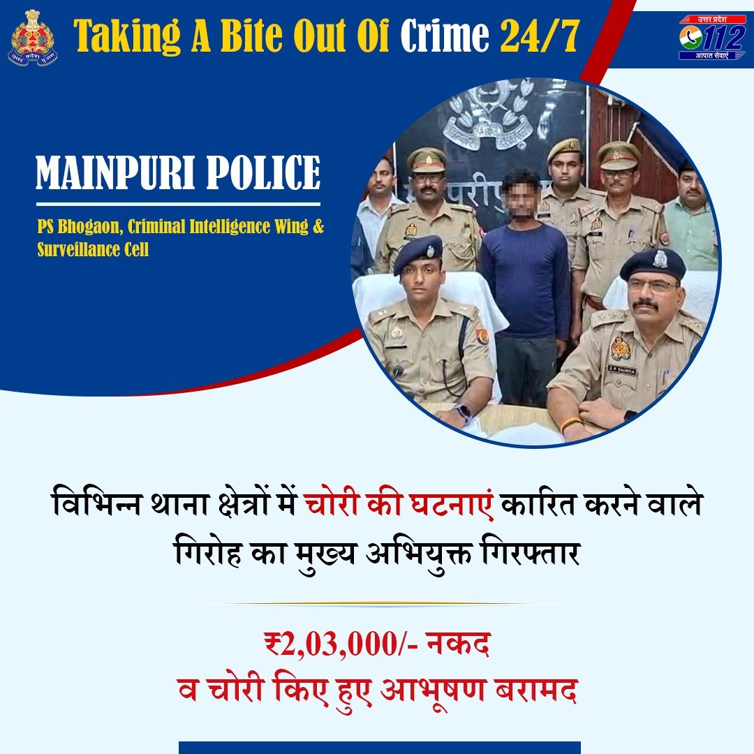 UP POLICE (@uppolice) on Twitter photo Zero Tolerance Against Crime -
рдЪреЛрд░реА рдХреА рдШрдЯрдирд╛рдПрдВ рдХрд╛рд░рд┐рдд рдХрд░рдиреЗ рд╡рд╛рд▓реЗ 01 рдЕрднрд┐рдпреБрдХреНрдд рдХреЛ <a href="/mainpuripolice/">MAINPURI POLICE</a> рджреНрд╡рд╛рд░рд╛ рдЧрд┐рд░рдлреНрддрд╛рд░ рдХрд░рддреЗ рд╣реБрдП рдЙрд╕рдХреЗ рдХрдмреНрдЬреЗ рд╕реЗ тВ╣2,03,000/- рдирдХрдж рдПрд╡рдВ рдЪреЛрд░реА рдХреЗ рдЖрднреВрд╖рдг рдмрд░рд╛рдордж рдХрд┐рдП рдЧрдП рд╣реИрдВред
#WellDoneCops
#GoodWorkUPP Zero Tolerance Against Crime -
рдЪреЛрд░реА рдХреА рдШрдЯрдирд╛рдПрдВ рдХрд╛рд░рд┐рдд рдХрд░рдиреЗ рд╡рд╛рд▓реЗ 01 рдЕрднрд┐рдпреБрдХреНрдд рдХреЛ <a href="/mainpuripolice/">MAINPURI POLICE</a> рджреНрд╡рд╛рд░рд╛ рдЧрд┐рд░рдлреНрддрд╛рд░ рдХрд░рддреЗ рд╣реБрдП рдЙрд╕рдХреЗ рдХрдмреНрдЬреЗ рд╕реЗ тВ╣2,03,000/- рдирдХрдж рдПрд╡рдВ рдЪреЛрд░реА рдХреЗ рдЖрднреВрд╖рдг рдмрд░рд╛рдордж рдХрд┐рдП рдЧрдП рд╣реИрдВред
#WellDoneCops
#GoodWorkUPP