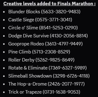 FGUpdatesInfos's tweet photo. Content update (~4hrs) :
- Finals Marathon has been added to the Show Selector (Jun 3 - Jun 10)
- ⚠ Creative Finals have been added to Finals Marathon
- Rotate & Eliminate (7369-6327-5989) has been added to Knockout
- Yeetropolis GO!!! has been added to Customs
- The Kaleidoscopic Rex Costume has been added to the Store (Free)
- "All Together"
↳ "We're celebrating everyone (and every bean!) with free gifts in store! Collect them all!"