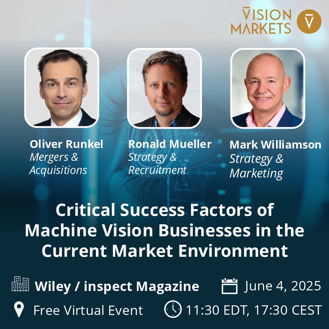 Join us at the <a href="/WileyGlobal/">Wiley</a> webinar on June 4, 2025.

Learn key success factors, risks, and growth tactics for machine vision players. 

Experts from Vision Markets share insights on strategy, diversification, and investment priorities. 

#MachineVision #BusinessStrategy