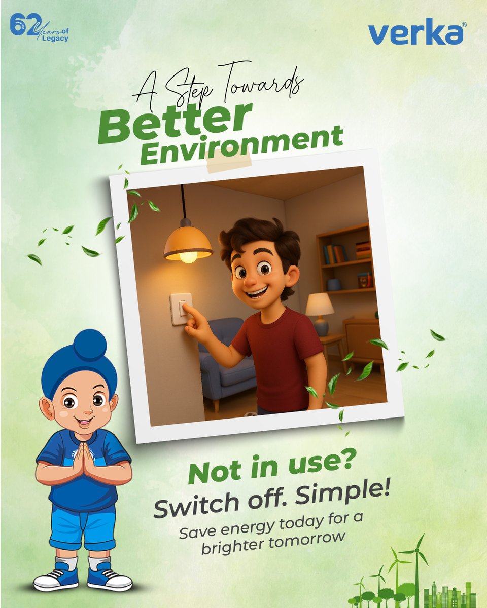 Verka_Coop's tweet photo. Verka says: Be smart, do your part! 💚
#betterenvironment #switchoffsaveenergy #sustainableliving #greenhabits #verkacares https://t.co/Y75noOTb6j
