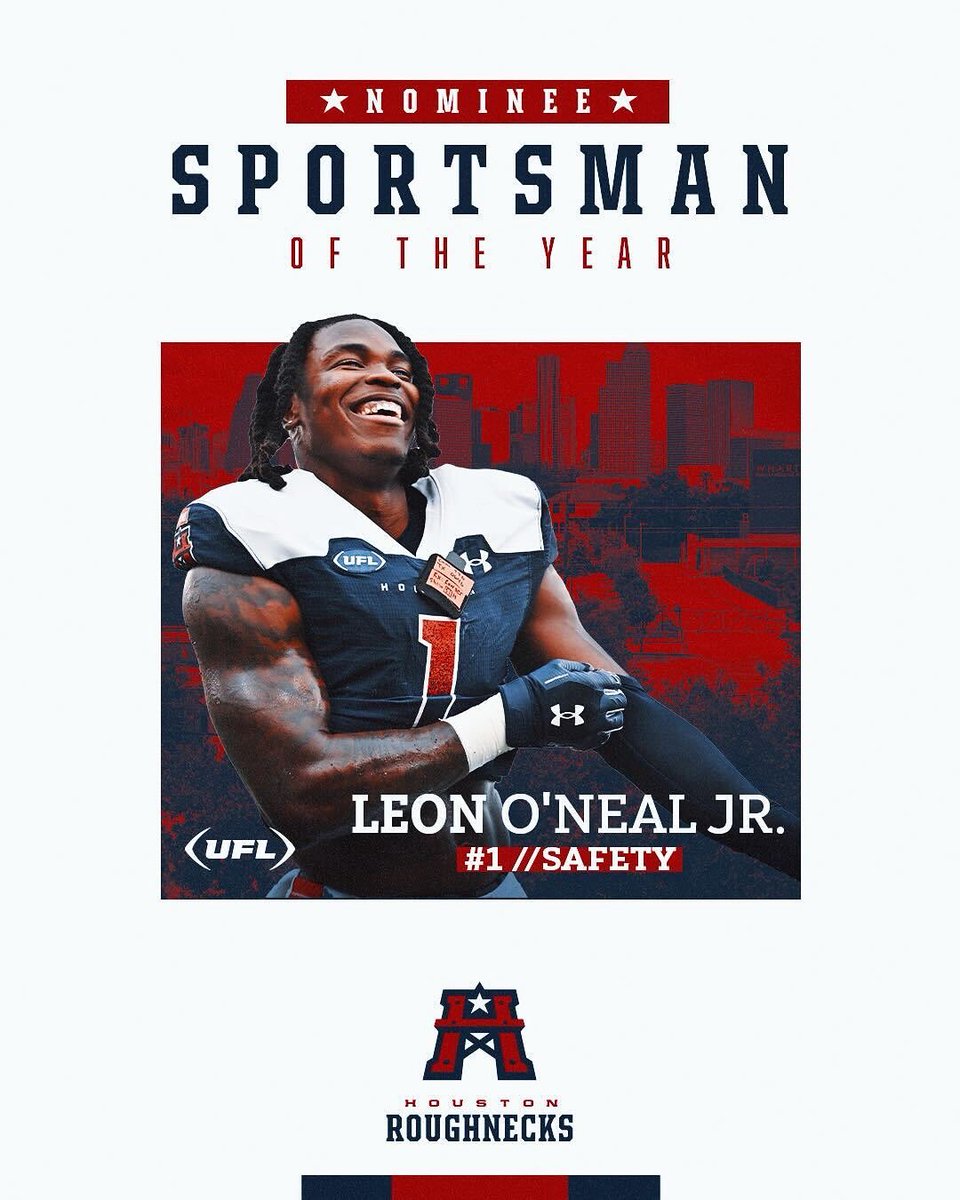 Houston Roughnecks (@xflroughnecks) on Twitter photo Congrats Leon O’Neal Jr., UFL Sportsman of the Year Nominee 👏 Congrats Leon O’Neal Jr., UFL Sportsman of the Year Nominee 👏