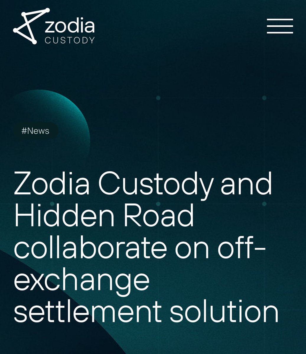 Zodia  Hidden Road  Ripple 

2023 

Zodia Custody and Hidden Road collaborate on off-exchange settlement solution

The collaboration between Hidden Road—the only firm offering prime brokerage to hold an FCA investment firm license alongside an FCA digital asset firm registration