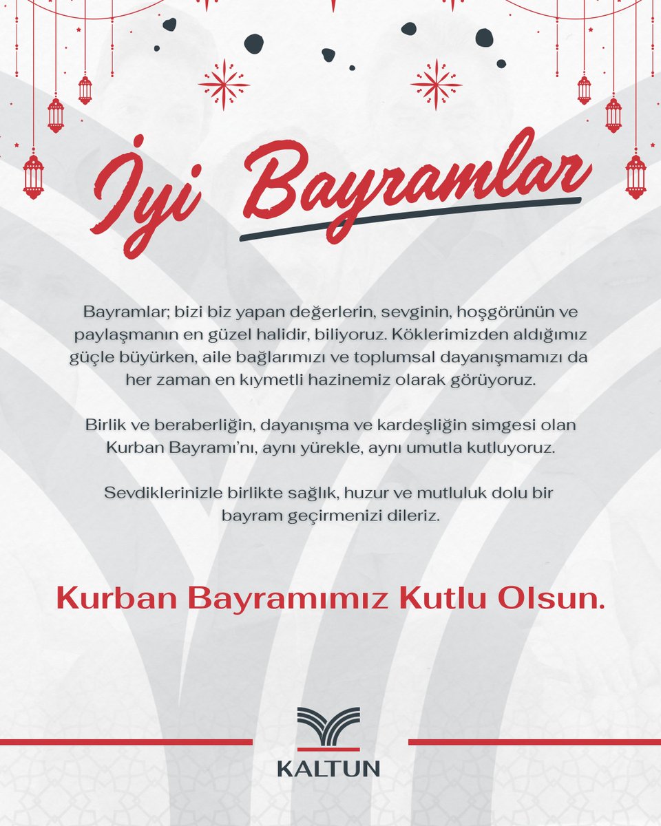 Birlik ve beraberliğin, dayanışma ve kardeşliğin simgesi olan Kurban Bayramı’nı, aynı yürekle, aynı umutla kutluyoruz. Sevdiklerinizle birlikte sağlık, huzur ve mutluluk dolu bir bayram geçirmenizi dileriz.