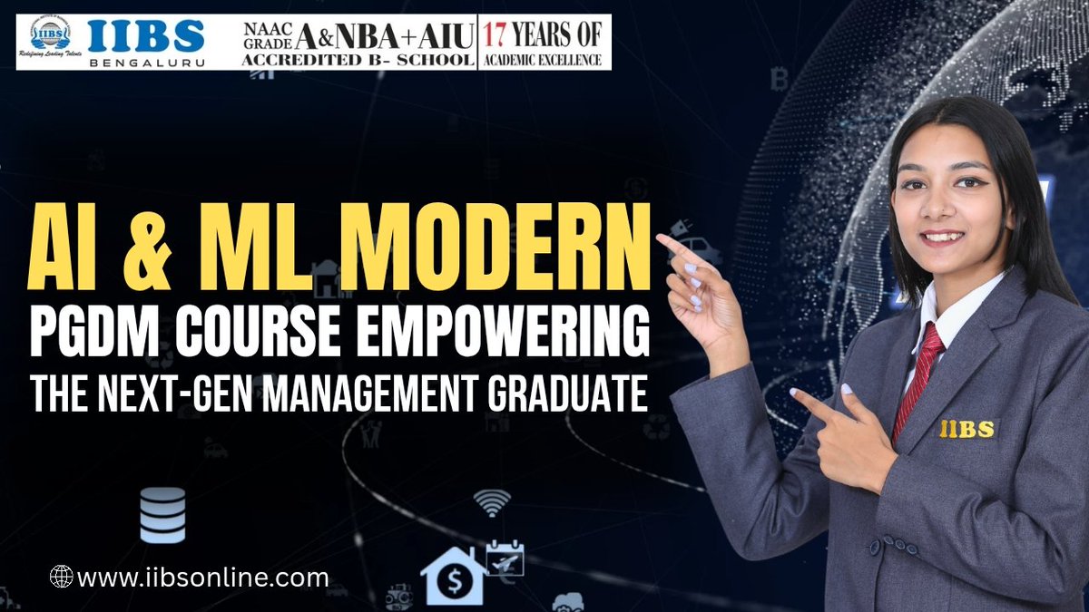 iibsonline's tweet image. AI &amp;amp; ML Modern PGDM Course Empowering the Next-Gen Management Graduate... read more: bit.ly/3Hm8KyY

#AIinManagement #MLforBusiness #PGDMwithAI #FutureReadyLeaders #IIBSBangalore #DataDrivenLeadership #TechSavvyManagers #AIandMLinPGDM #NextGenManagement