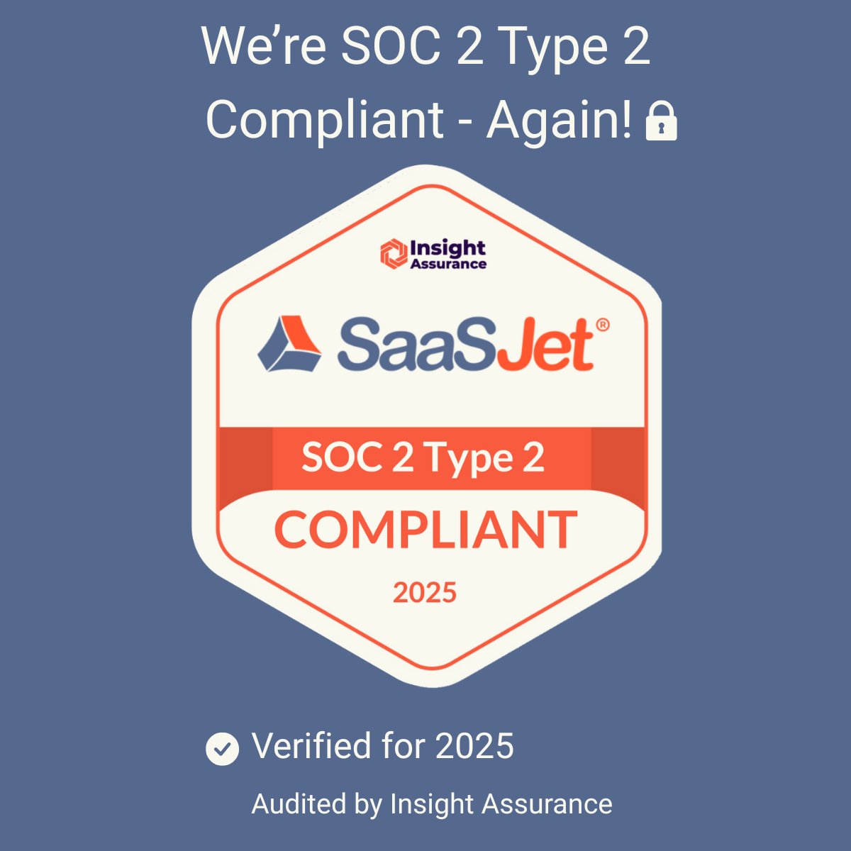 SaaSJet (@saasjet_jira) on Twitter photo ๐ Weโre officially SOC 2 Type 2 compliant โ again!
A big thanks to <a href="/InsightAssuranc/">Insight Assurance</a> for validating our efforts with precision and professionalism.
๐ Trust and transparency remain at the core of everything we do. ๐ Weโre officially SOC 2 Type 2 compliant โ again!
A big thanks to <a href="/InsightAssuranc/">Insight Assurance</a> for validating our efforts with precision and professionalism.
๐ Trust and transparency remain at the core of everything we do.