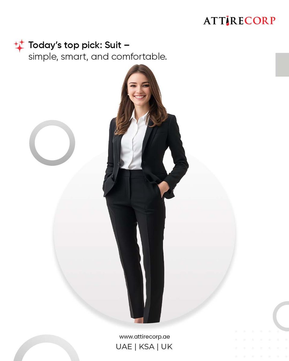 attire_corp's tweet photo. Today’s Top Pick: The Power Suit 👔
Simple, smart, and comfortable – everything you need to own your professional look.
Why you'll love it:

✔️ Tailored fit for a sharp silhouette

✔️ Breathable fabric for all-day wear
✔️ Timeless black – always in style
✔️ Perfect for meetings, https://t.co/hQJuKUqwzT