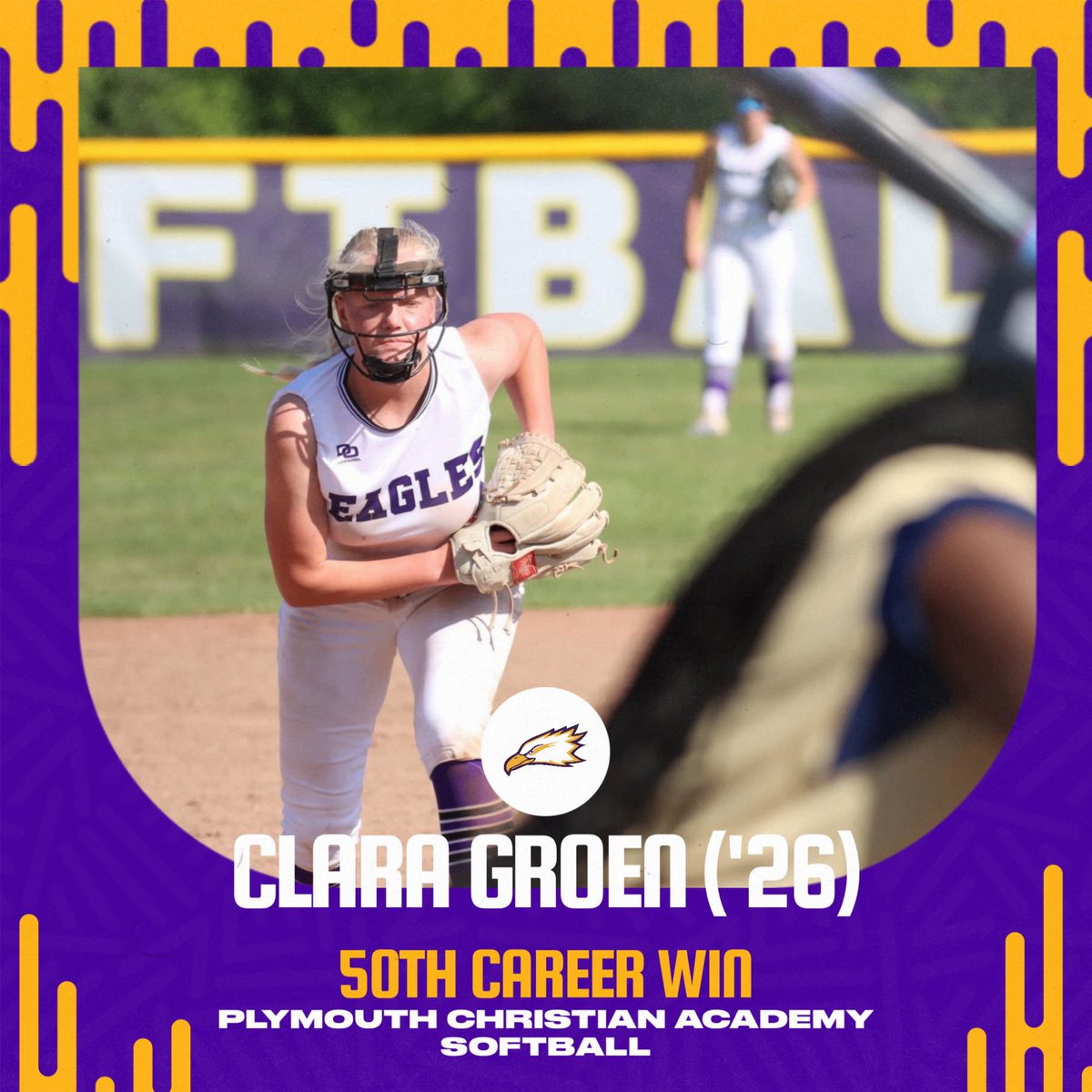 Two big milestones for Clara Groen (‘26) last week. Her walk-off single to beat Salem was her 150th career hit, and that also clinched her 50th career win as pitcher!