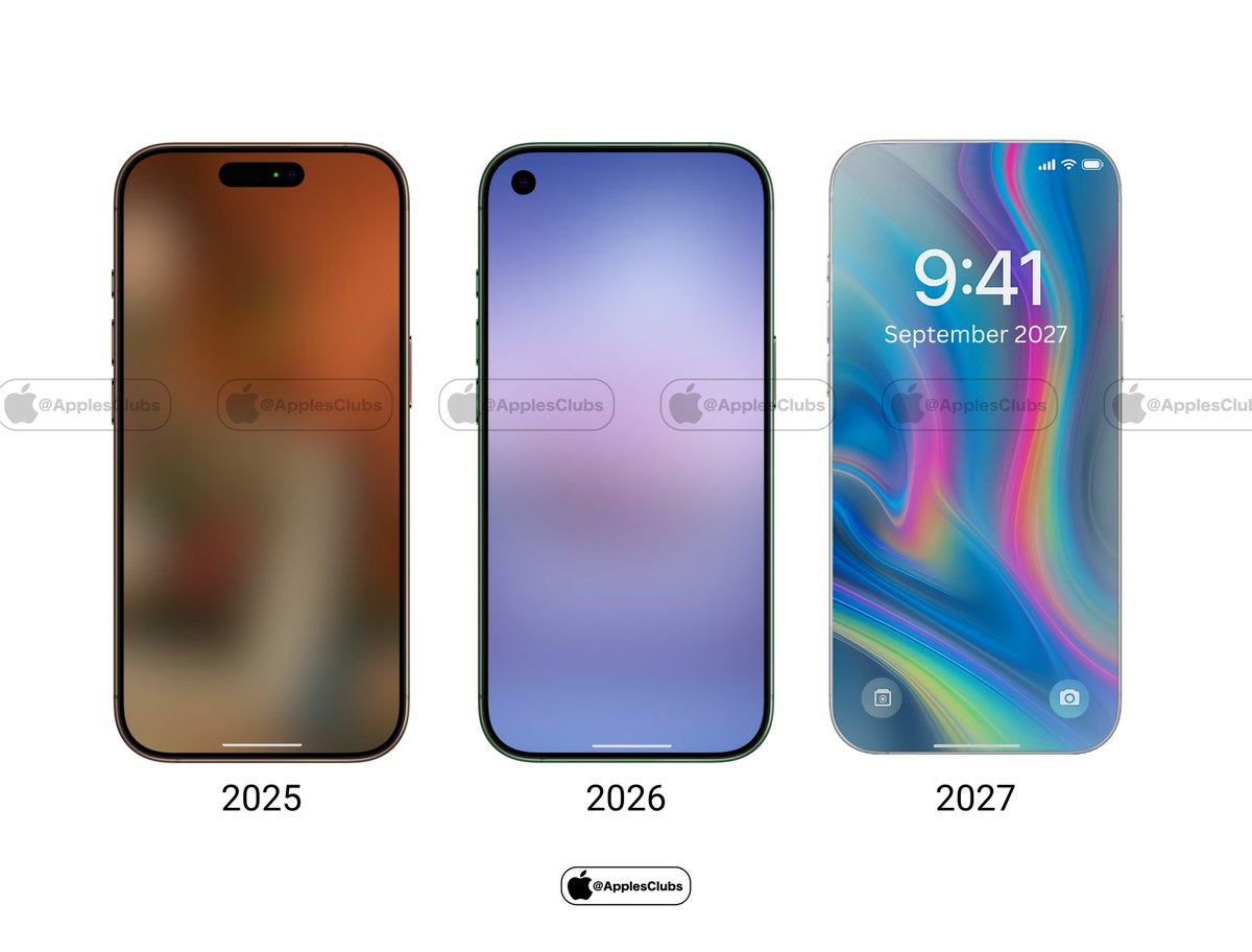 Wait… is Apple really going full screen by 2027?
2025: Dynamic Island
2026: Hole-punch
2027: Invisible camera + edge-to-edge?!

Do you love it or miss the Dynamic Island?